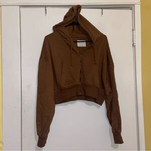 Aeropostale Y2K Brown Cropped Zip Hoodie – Size Small